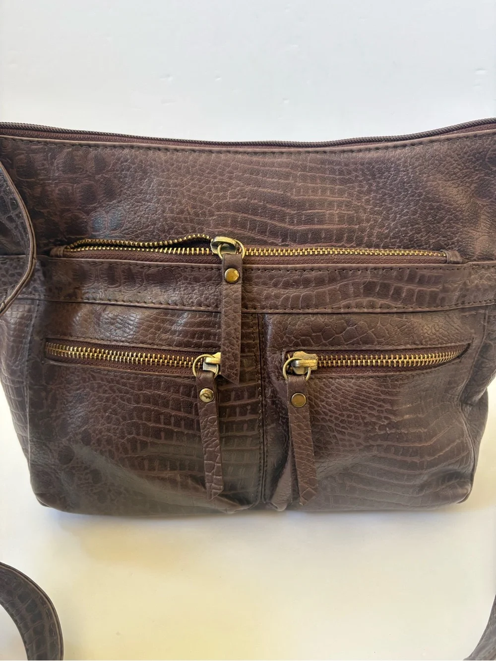 Great American Leather works Bag Purse Brown Snake Crossbody Career‎ Academia